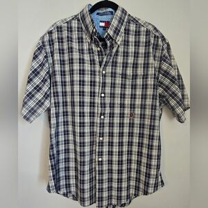 Tommy Hilfiger Short Sleeve Button down Dress Shirt Mens Size Large